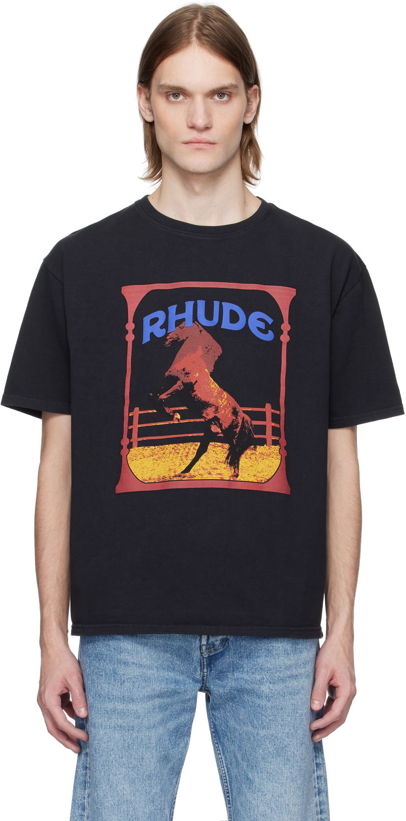 Majica kratkih rukava Rhude Rhude Cadre Horse Graphic Tee Crna | RHSS25TT05012