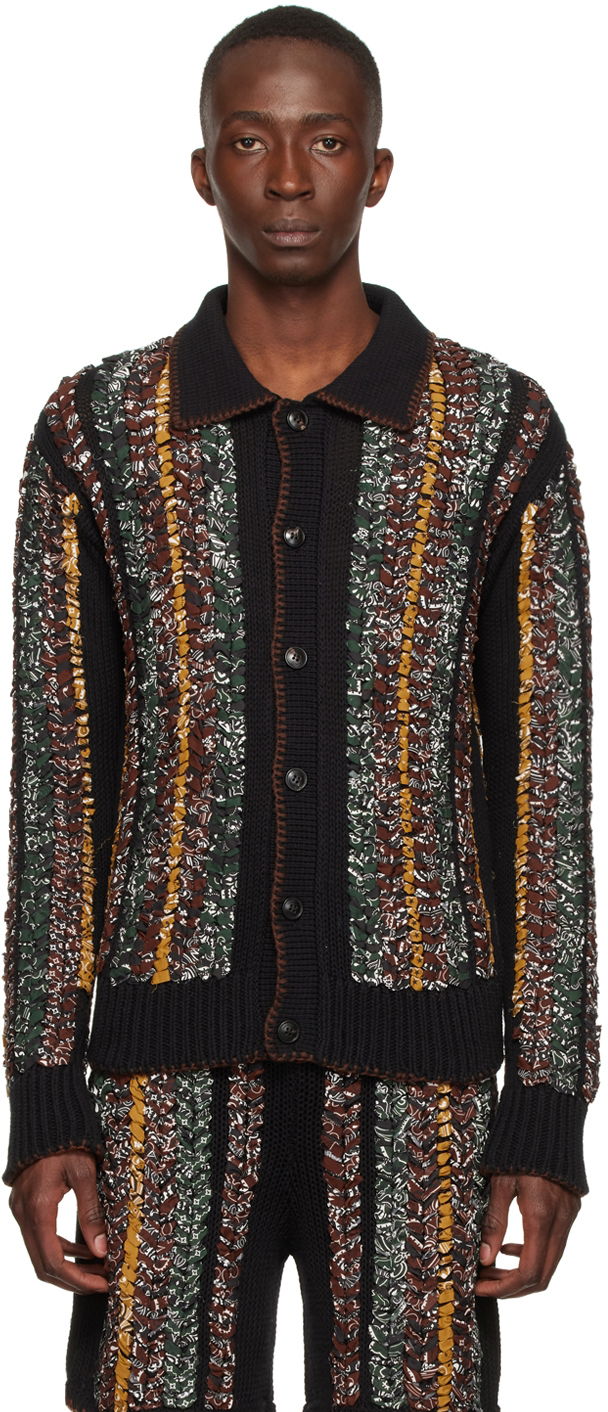 Džemper AMIRI AMIRI Cotton Knit Cardigan Crna | SS22MKL001