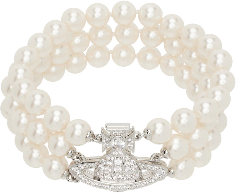 Narukvica Vivienne Westwood Vivienne Westwood Graziella Three Row Pearl Bracelet Bijela | 6103008J-02P132