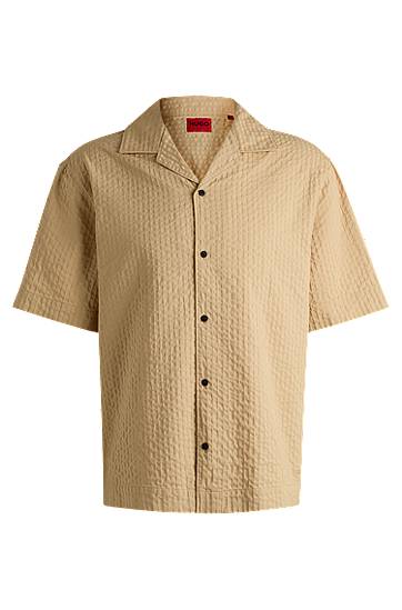 Košulja BOSS Oversized Seersucker Shirt Bež | 50540137