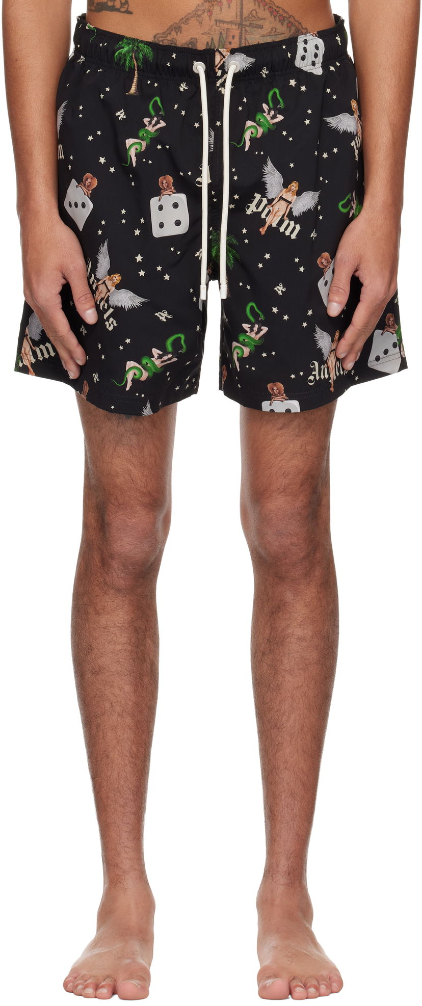 Kupaći kostimi Palm Angels Palm Angels Pin Up Print Swim Shorts Crna | PMFD012S25FAB0051084