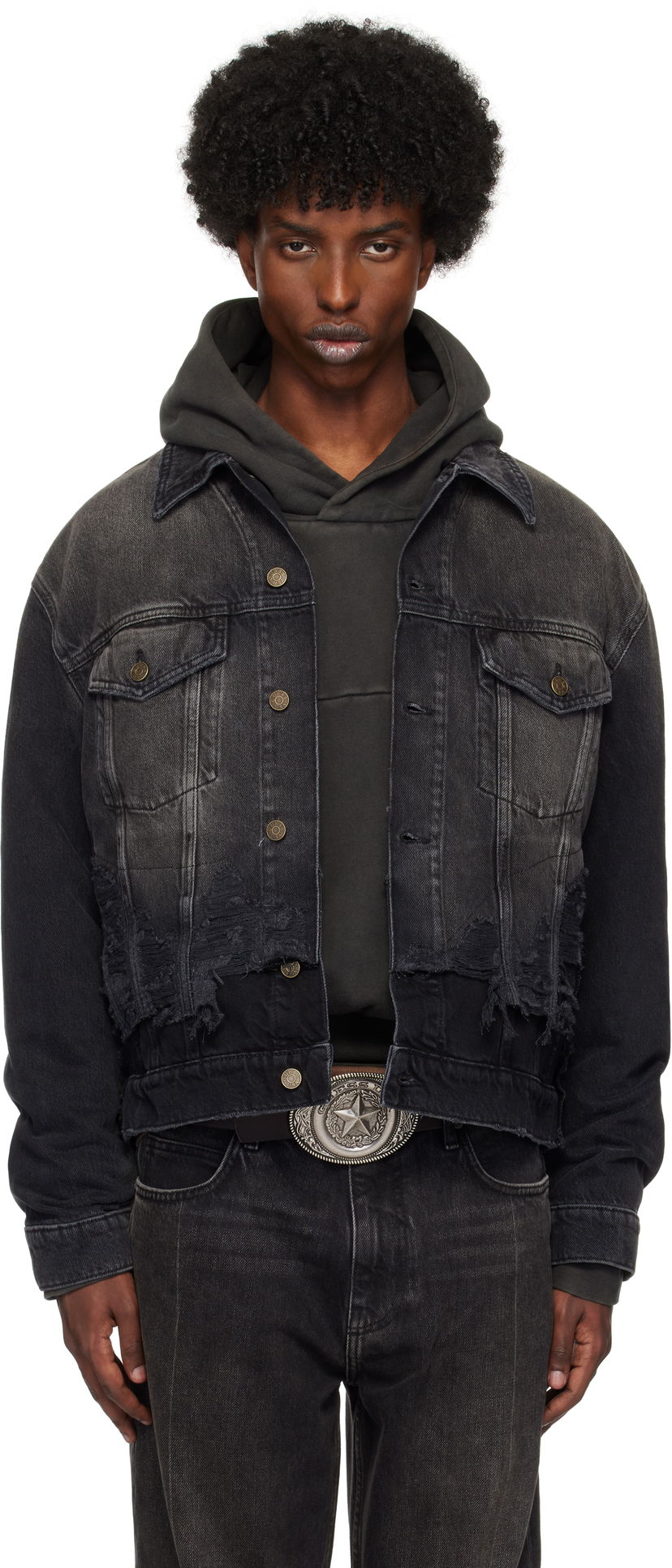 Jakna GUESS Distressed Denim Jacket Crna | M4BN50D57F3GBS2