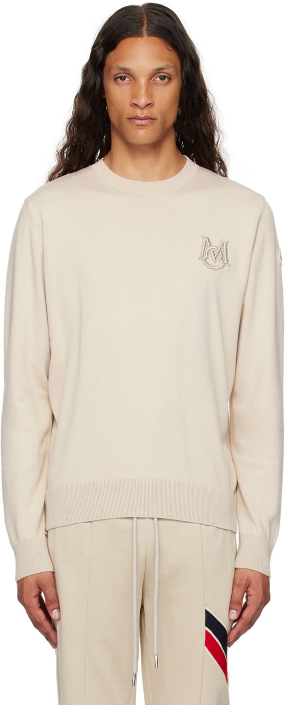 Džemper Moncler Beige Appliqué Sweater Bijela | J20919C00002M1113