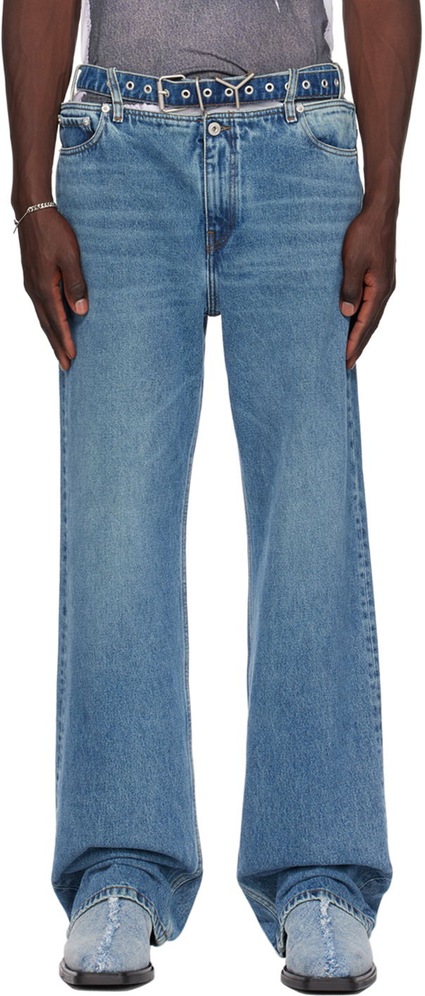 Jeans Y/PROJECT Blue Y-Belt Jeans Plava | JEAN40-S25