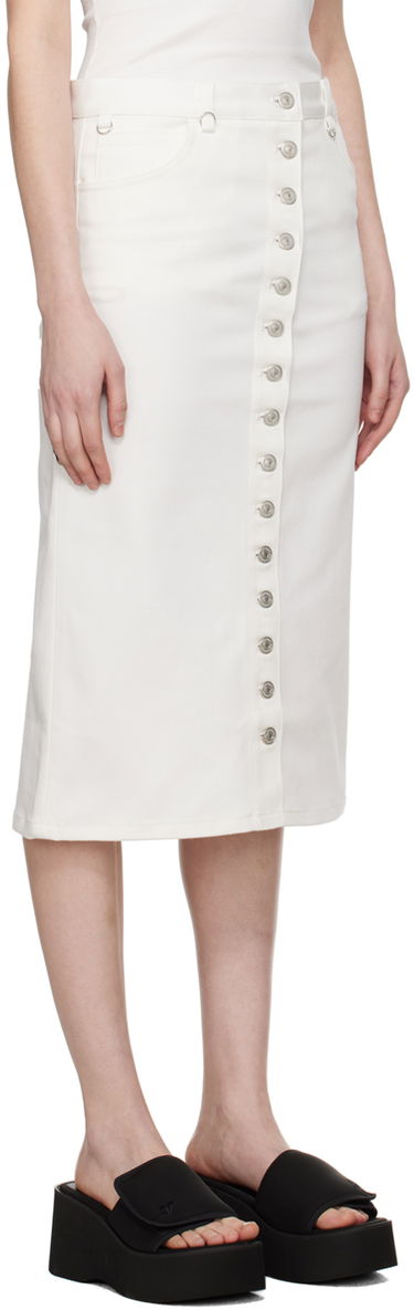 Suknja Courrèges Courrèges Multiflex Denim Button-Front Skirt Bijela | 124DJU155DE0022, 1