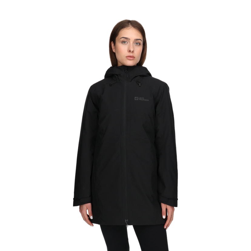 Parka Jack Wolfskin HEIDELSTEIN Hooded Longline Parka Crna | 1115681-6000