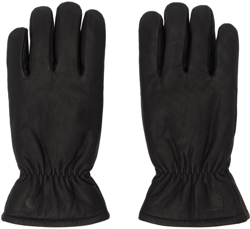 Rukavice Carhartt WIP Leather Gloves With Elastic Wrist Crna | I030900