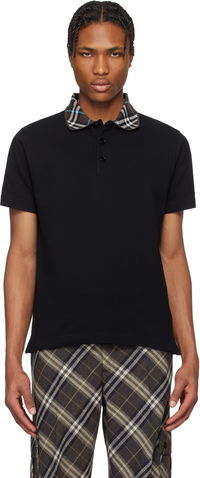 Burberry Cotton Polo with Plaid Collar