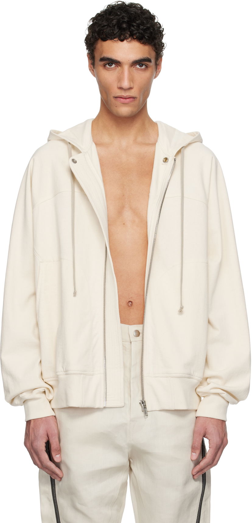 Dukserice Rick Owens Rick Owens Hollywood Windbreaker Hoodie Bež | RU01E5241 BA