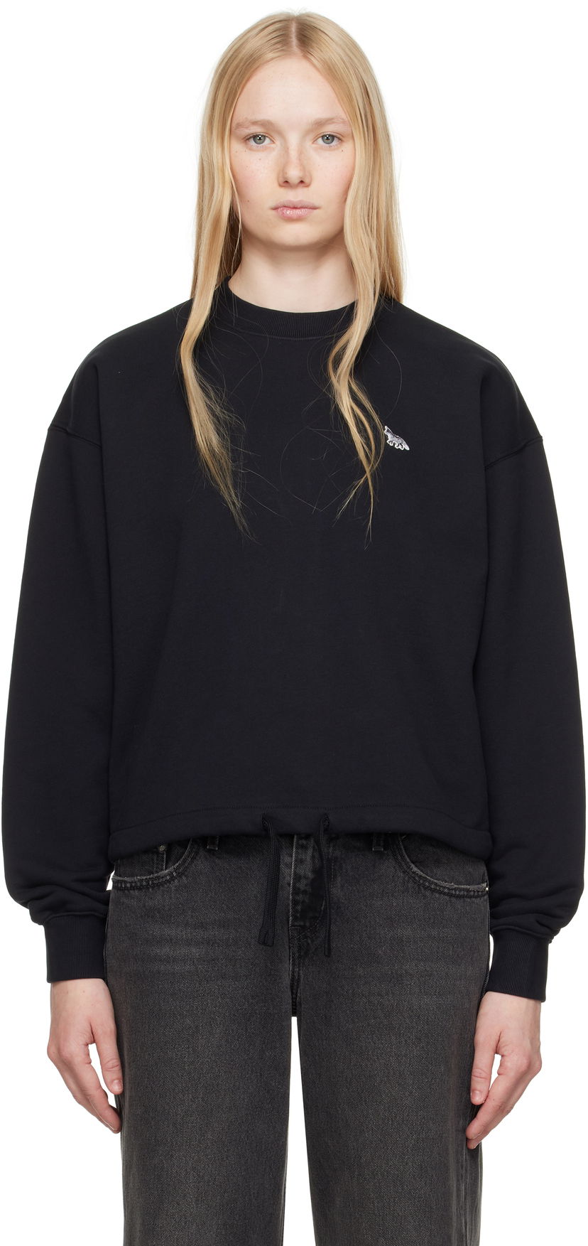 Džemper MAISON KITSUNÉ Maison Kitsuné Baby Fox Patch Drawstring Sweatshirt Crna | OW00302KM0325