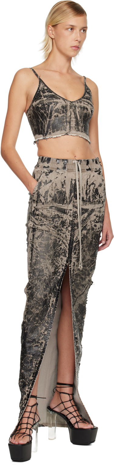 Crop top Rick Owens Rick Owens DRKSHDW Concordians Marbled Coated Denim Frayed Hem Crop Top Višebojno | DS02E7132 SDWF, 3