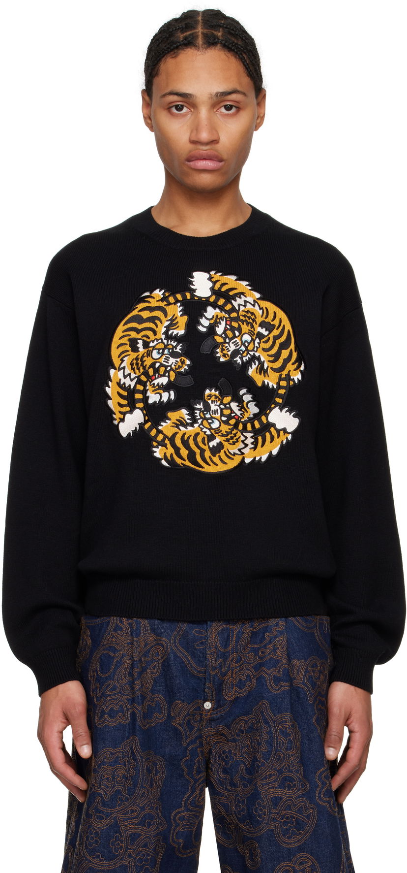 Džemper KENZO VERDY Edition Embroidered Sweater Crna | FF58PU7133CR