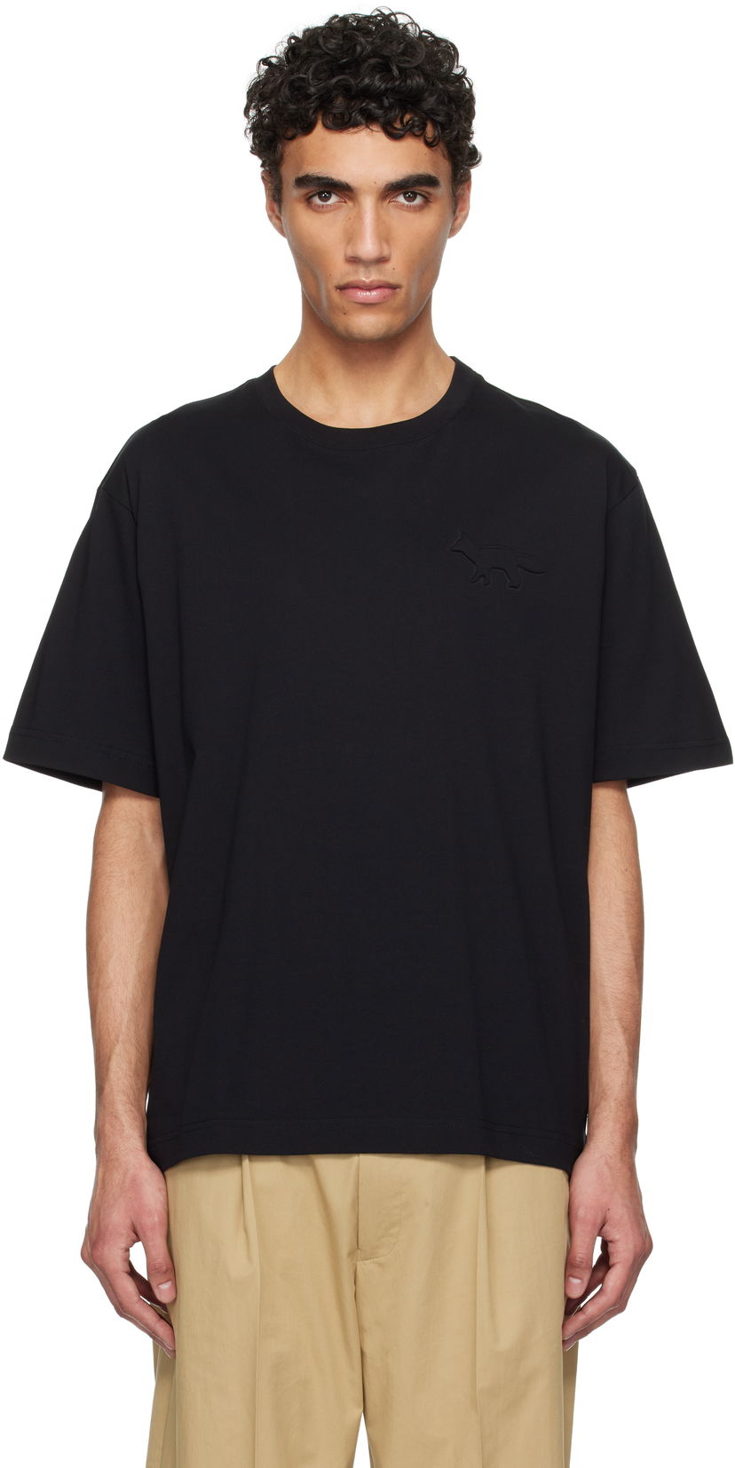 Majica kratkih rukava MAISON KITSUNÉ Maison Kitsuné Embossed Fox Oversize T-Shirt Crna | OM00116KJ7016