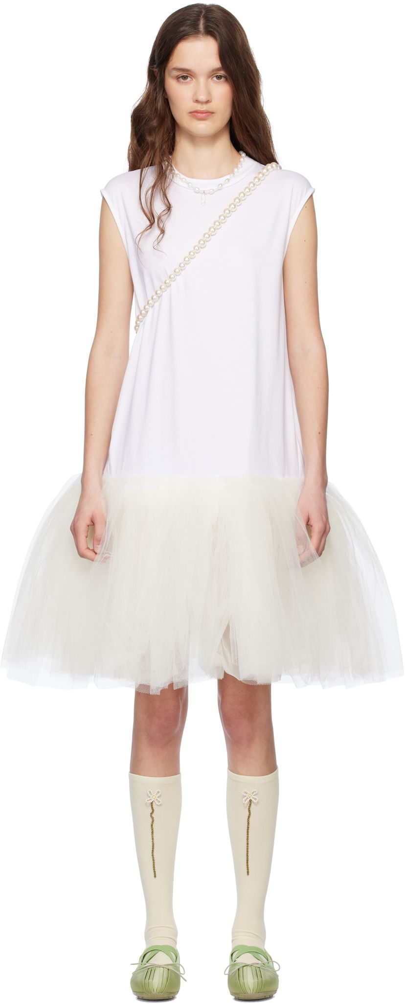 Haljina Simone Rocha Simone Rocha Relaxed Ballet Tutu Midi Dress Bijela | 7396 0553