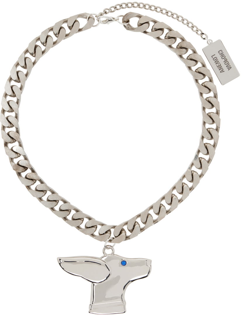 Ogrlica Chopova Lowena Silver Chain Dog Pendant Necklace Metalik | 6522