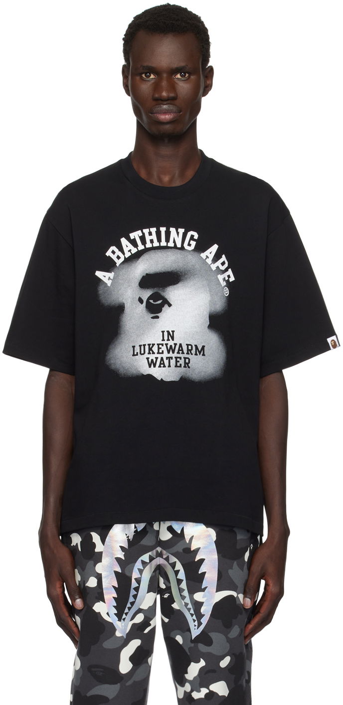 Majica kratkih rukava BAPE Water Print College Logo Relaxed Fit T-shirt Crna | 001TEK801302M