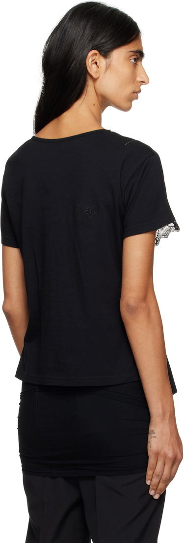 Majica kratkih rukava Maison Margiela MM6 Maison Margiela Jersey & Lace Peplum T-Shirt Crna | S52NC0353 M20048, 2