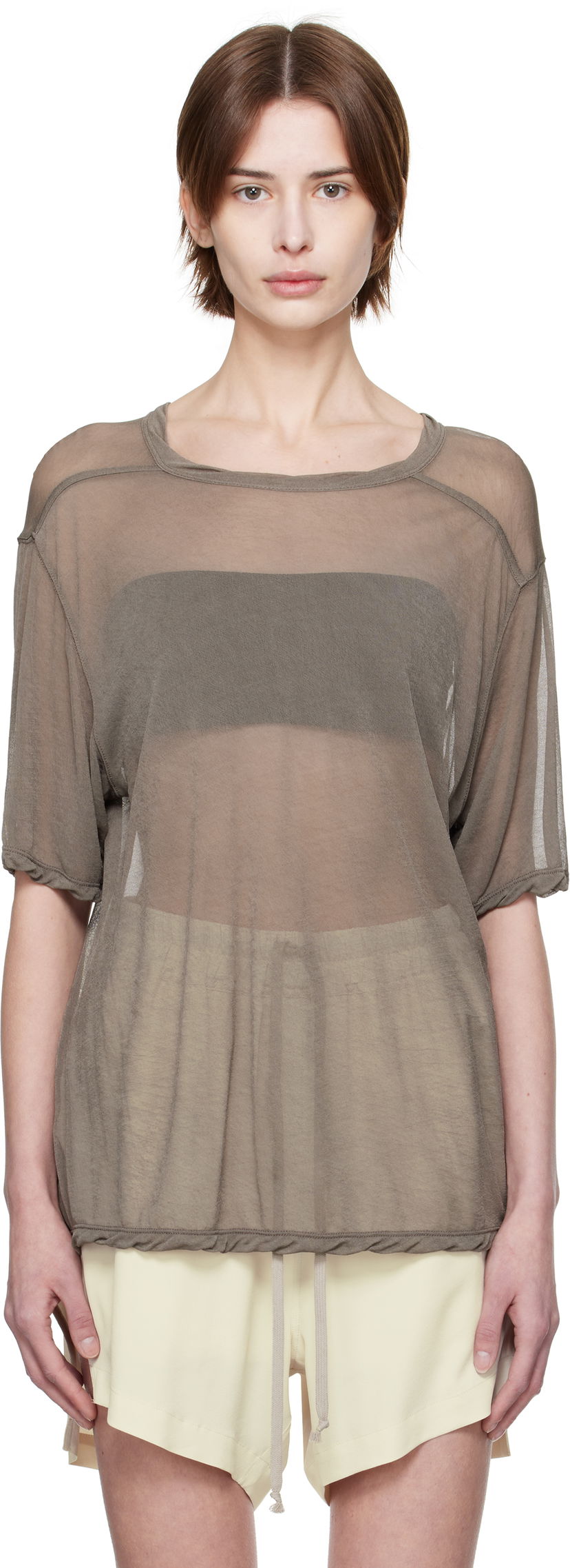 Majica kratkih rukava Rick Owens Rick Owens Hollywood Brad Sheer T-Shirt Siva | RP01E7200 JCR