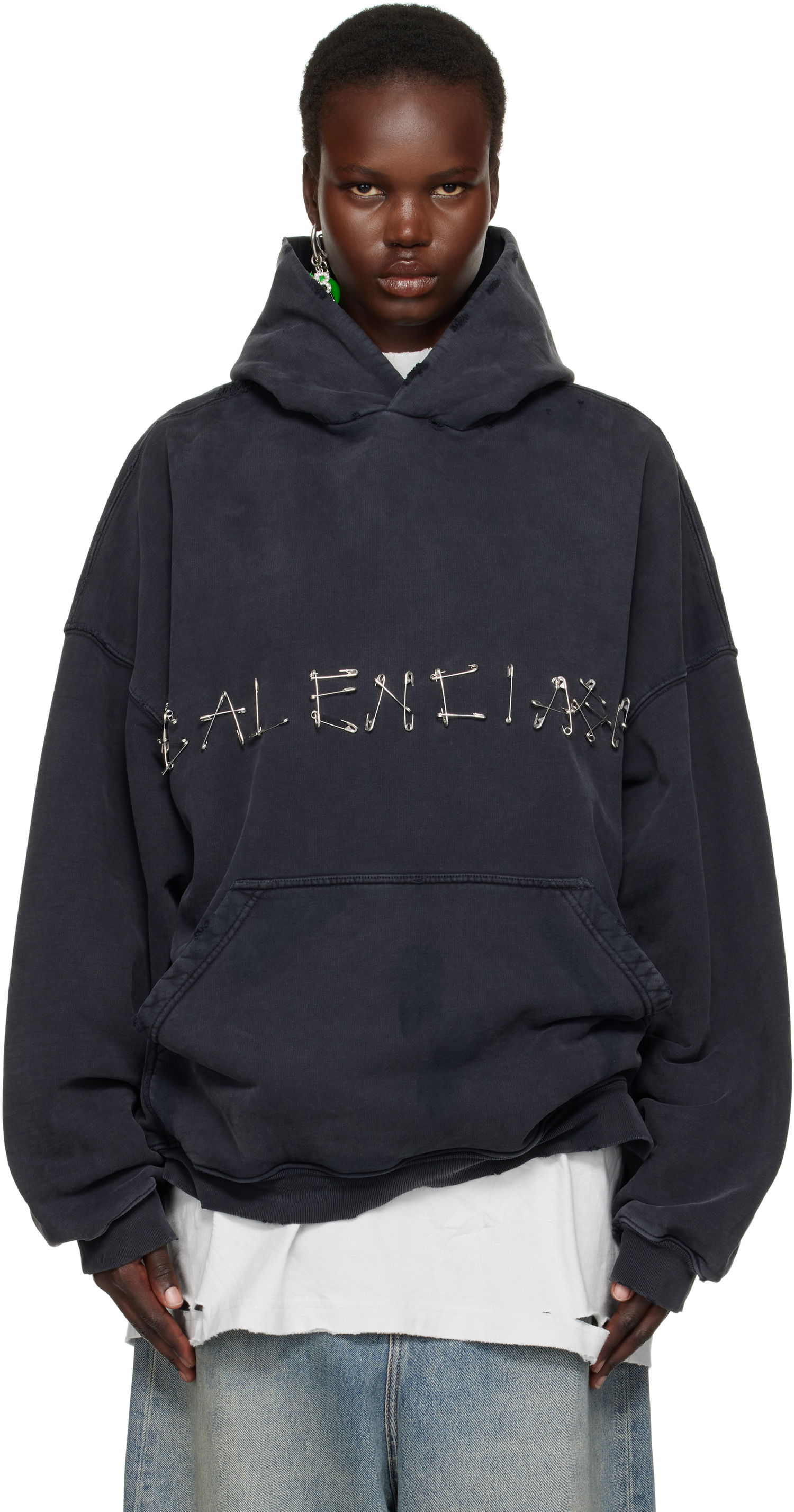 Dukserice Balenciaga Safety Pin Logo Black Hoodie Crna | 803265 TRVK3, 0