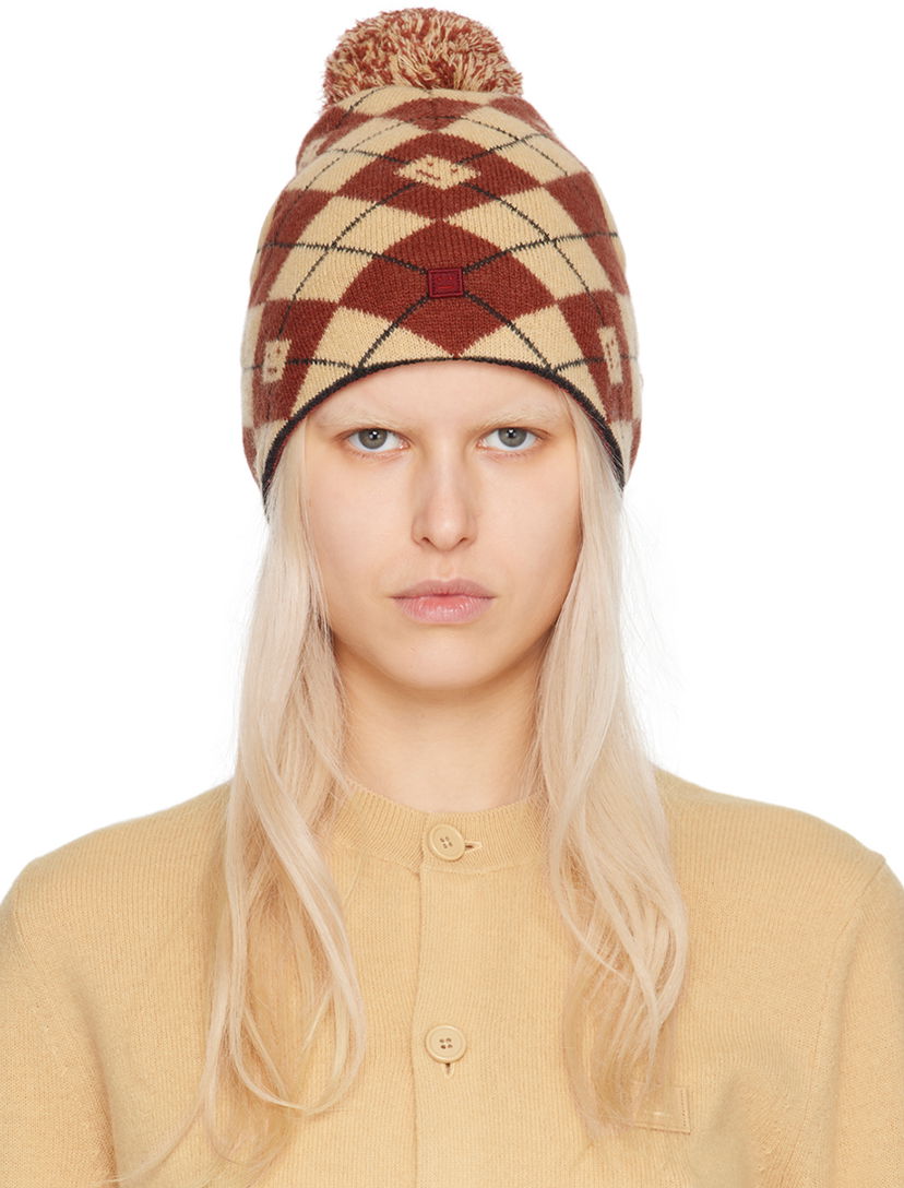 Kapica Acne Studios Argyle Jacquard Beanie Crvena | C40317-