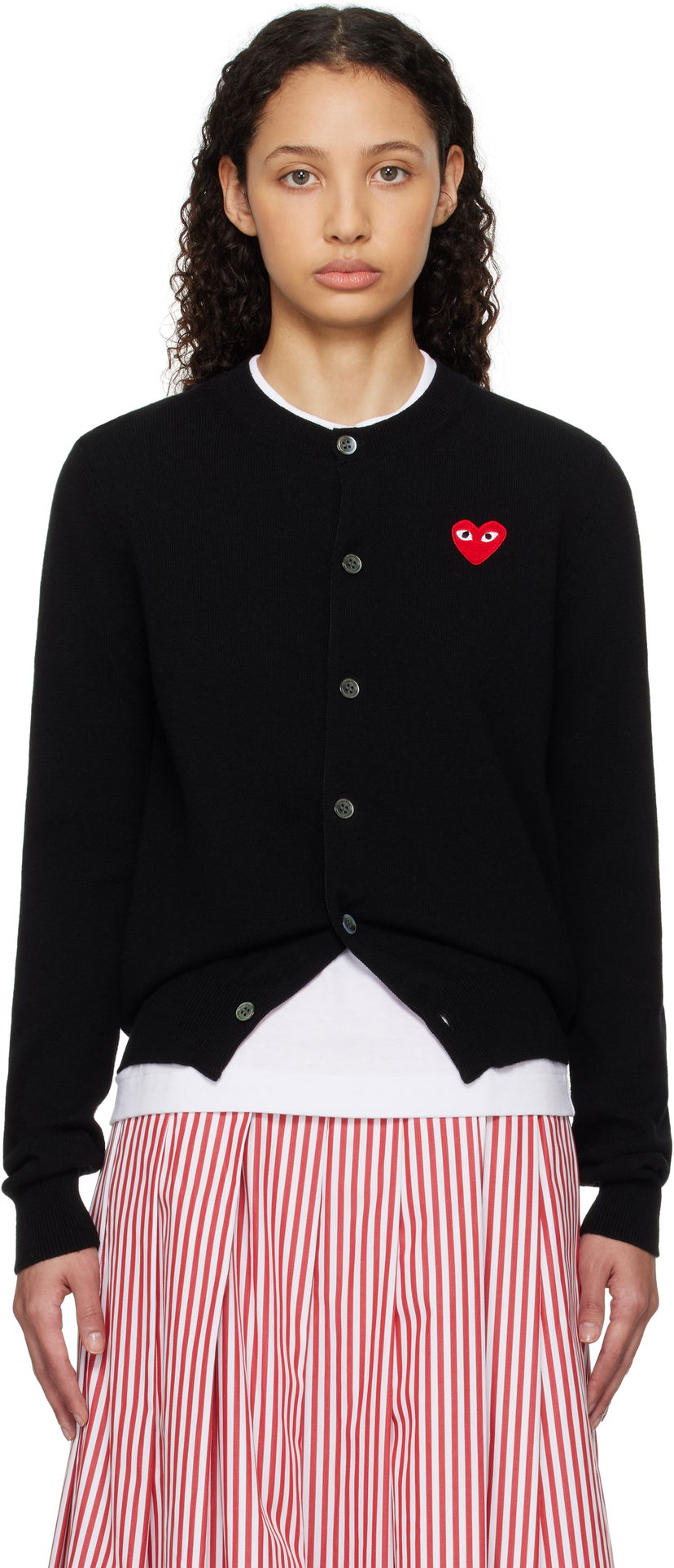 Džemper Comme des Garçons COMME des GARÇONS PLAY Heart Cardigan Crna | AX-N007-051