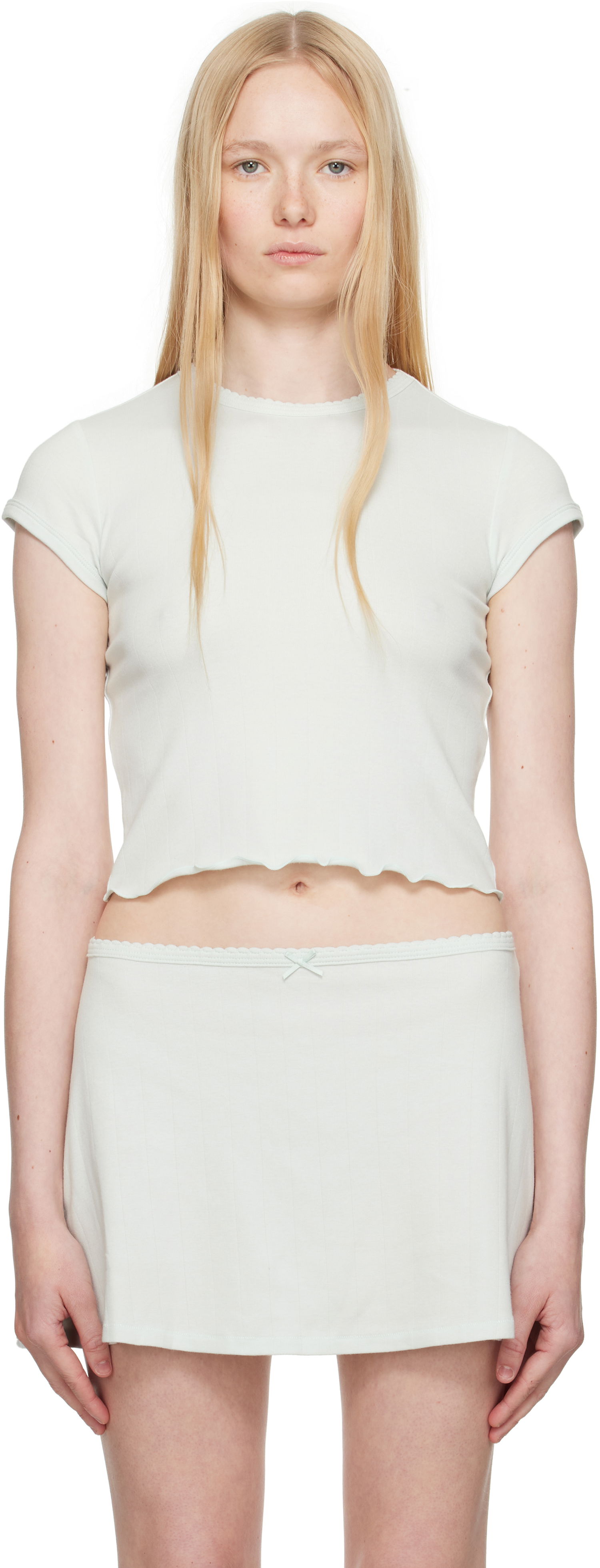 Suknja SKIMS SKIMS Drop Needle Pointelle Baby Tee Zelena | ST-STT-8463, 0