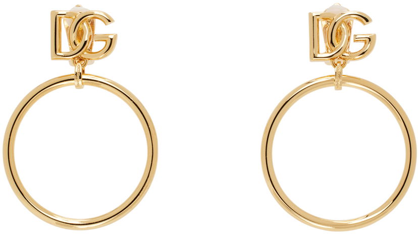 Naušnice Dolce & Gabbana Logo Hoop Earrings Metalik | WEQ6M3W1111