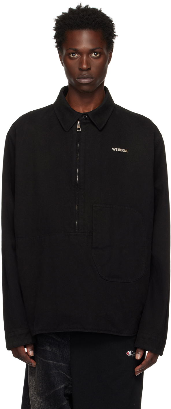 Košulja We11done Designer Half-Zip Oversized Shirt Crna | WD-SH3-22-157-U-BK
