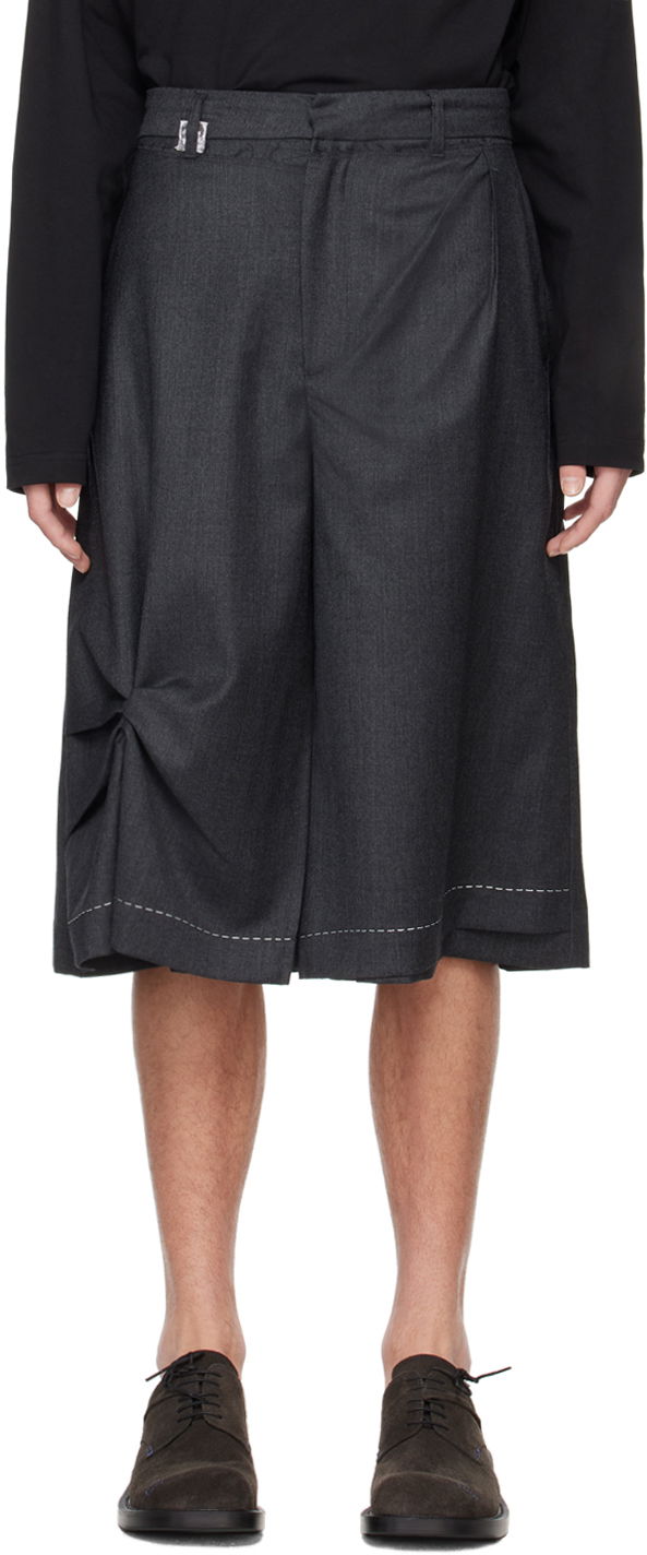 Kratke hlače ADER ERROR Pleated Wide Leg Shorts Siva | BN01SSBT0206GR
