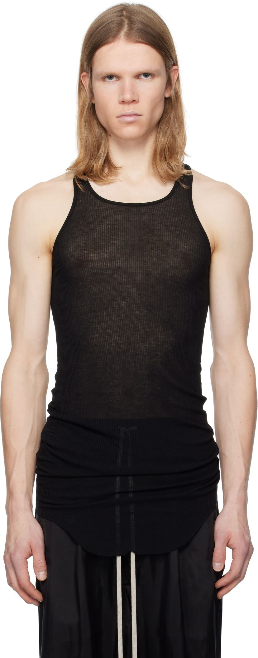 Majica bez rukava Rick Owens Rick Owens Hollywood Basic Rib Tank Top Crna | RU01E5150 RC