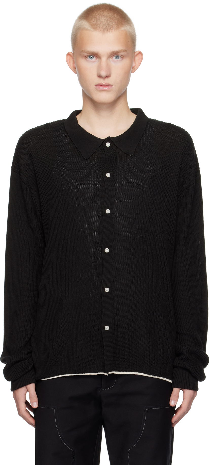 Džemper Soulland Longsleeved Polo Cardigan Crna | 42008-1306