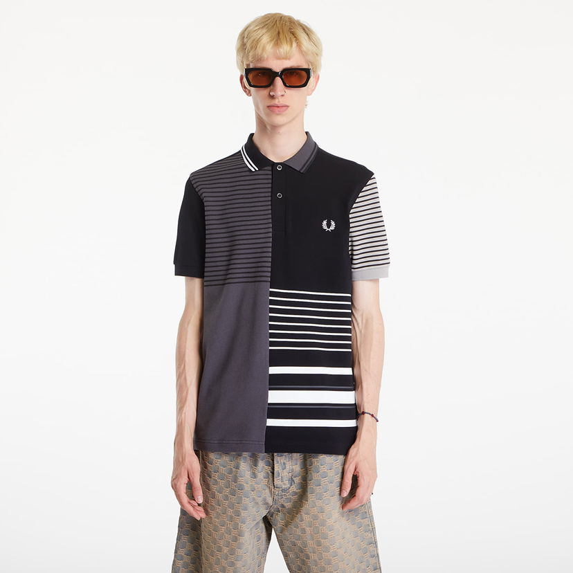 Polo majica Fred Perry Beams Striped Panel Fp Polo T-Shirt Black Crna | SM7188 102