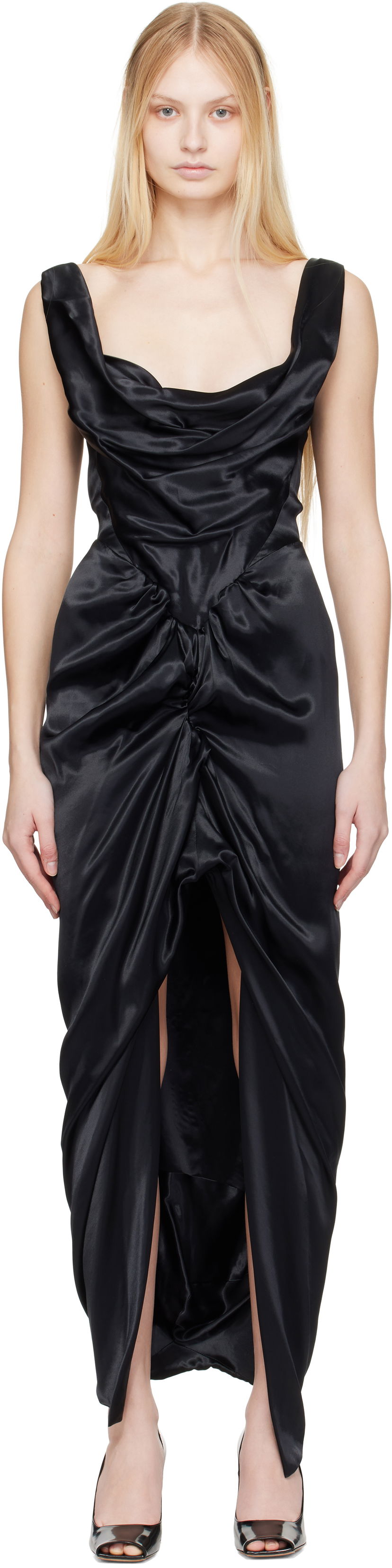 Haljina Vivienne Westwood Vivienne Westwood Panther Draped Maxi Dress Crna | 1101035B-W0128-