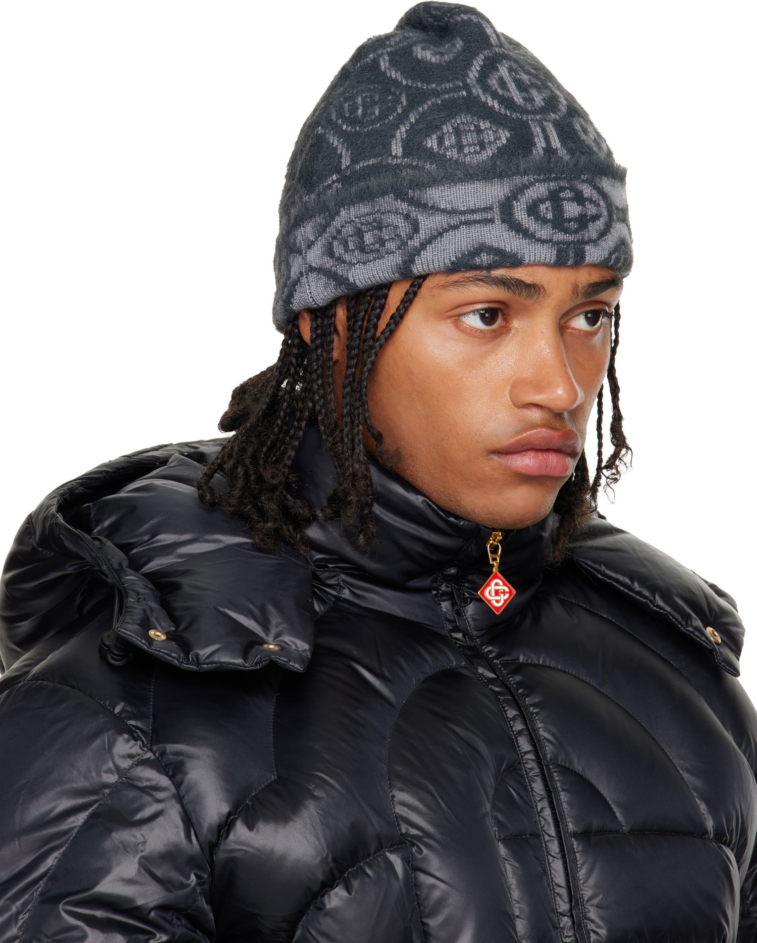 Kapica Casablanca Casablanca Fluffy Monogram Beanie Siva | A-AW25-HAT-096-01, 1