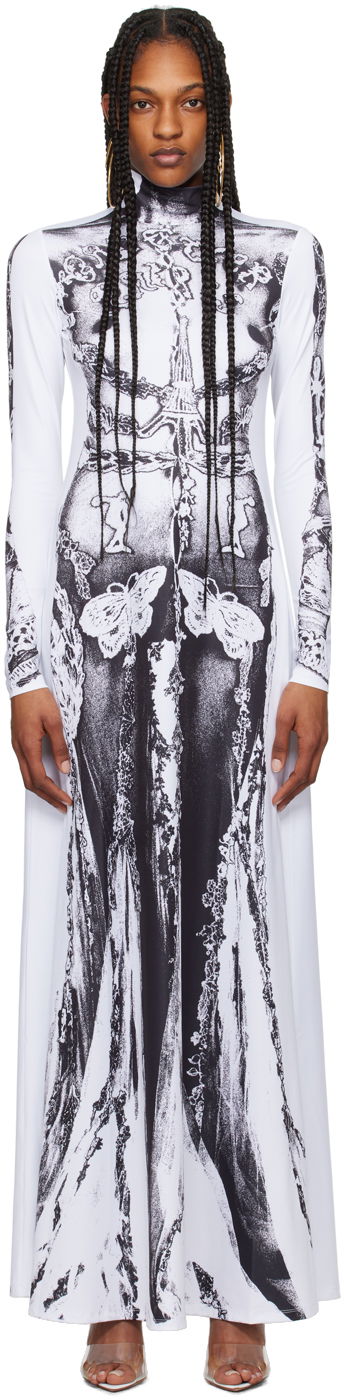Haljina Jean Paul Gaultier Jean Paul Gaultier 'The Gaultier Paris' Print Maxi Dress Bijela | 24/25-F-RO132-J546-0100