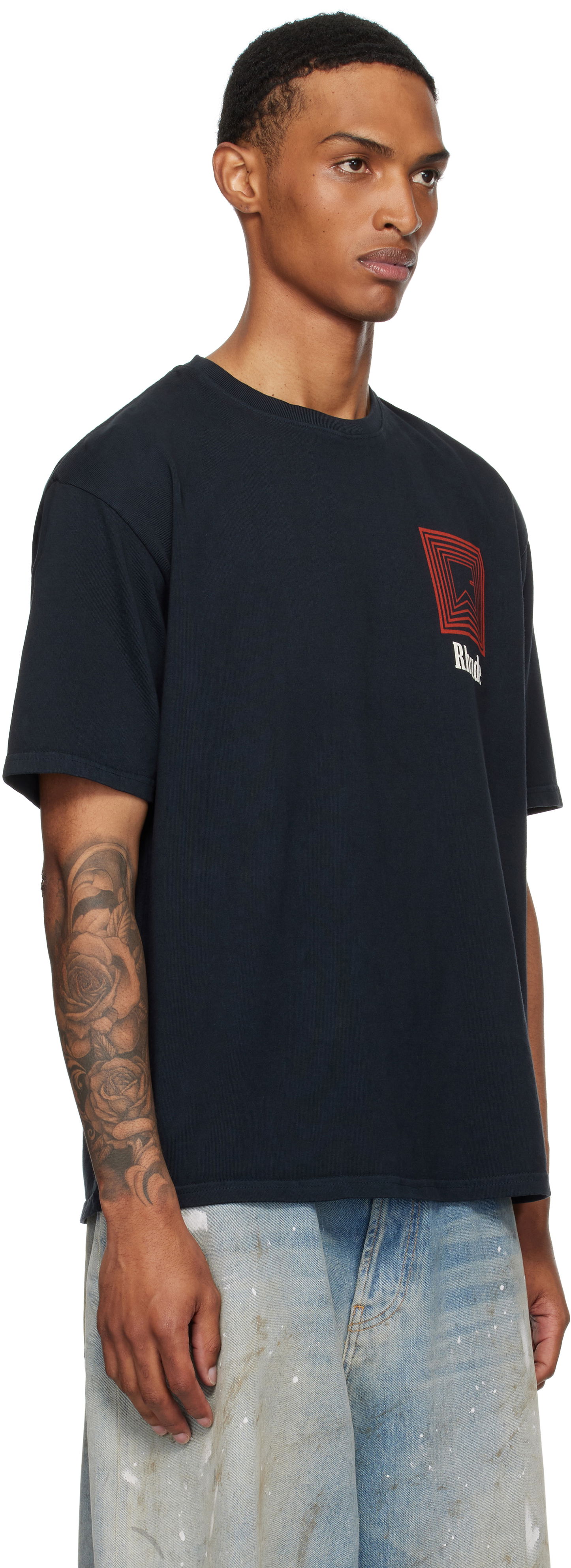 Majica kratkih rukava Rhude Rhude Chevron Logo Graphic Tee Crna | RHPF25TT21012, 1