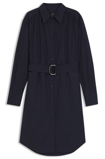 Haljina BOSS Cotton Poplin Midi Shirtdress Tamnoplava | 50546132