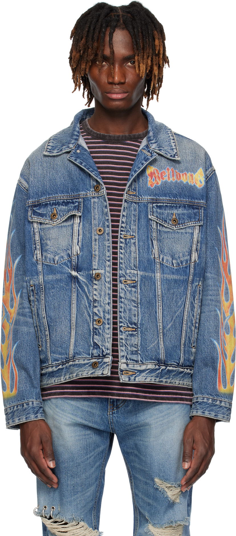 Jakna We11done We11done Blaze Logo Denim Jacket Plava | WD-DJ0-25-318-U-BL