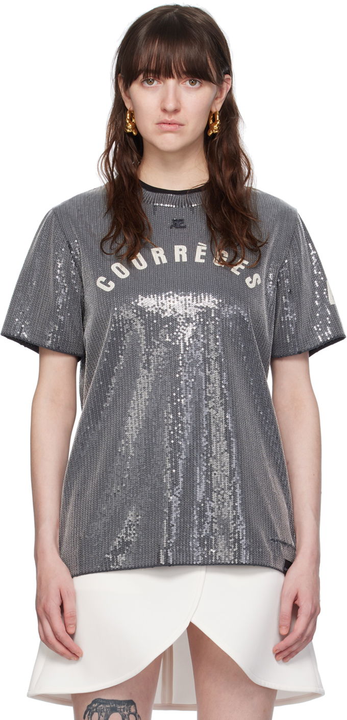 Majica kratkih rukava Courrèges Courrèges Sequinned T-Shirt Siva | 124JTS008JS0136