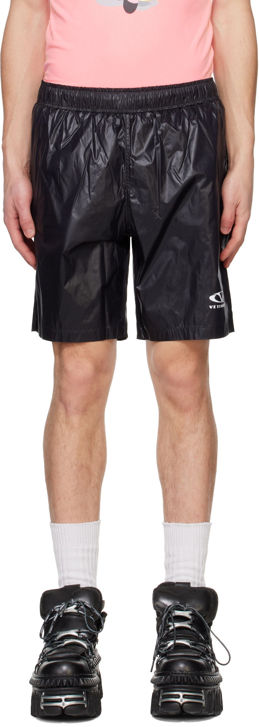 Kratke hlače VETEMENTS Vetements Oval Logo Swim Shorts Crna | MA66SW100B