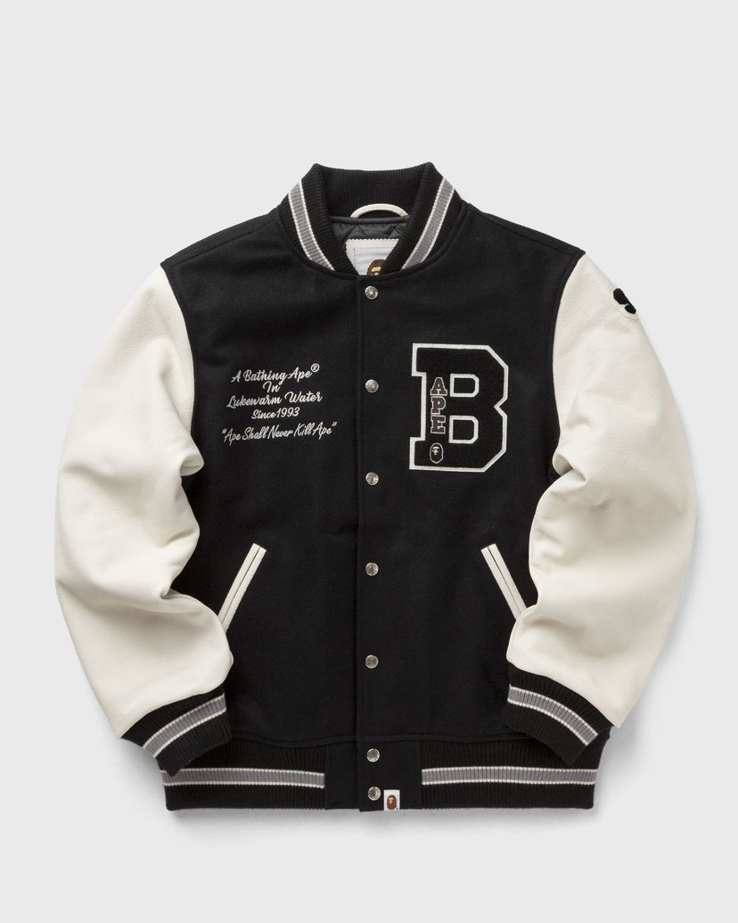 Bomber jakna BAPE Embroidery Varsity Jacket Crna | 001HJK801001MBLK