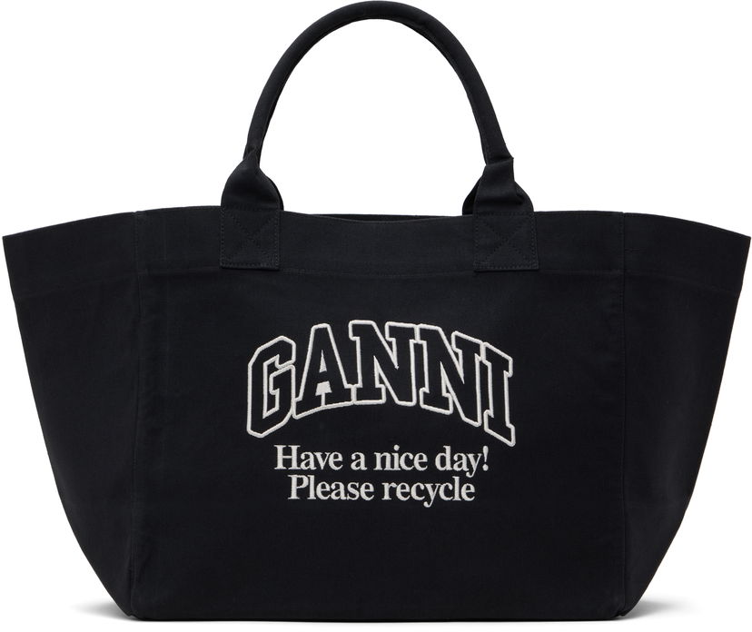Tote bag GANNI GANNI Oversized Canvas Tote Bag Crna | A6680