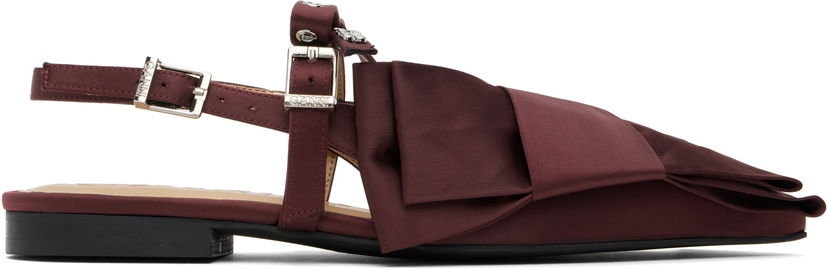 Dodaci GANNI GANNI Big Bow Slingback Flats Tamnocrvena | S2860