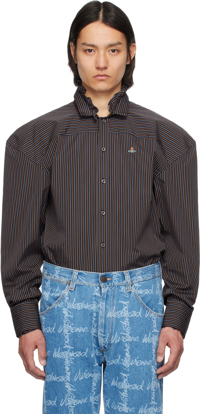 Košulja Vivienne Westwood Vivienne Westwood Pinstripe Frilly Football Shirt Višebojno | 3501001Y-W0127-