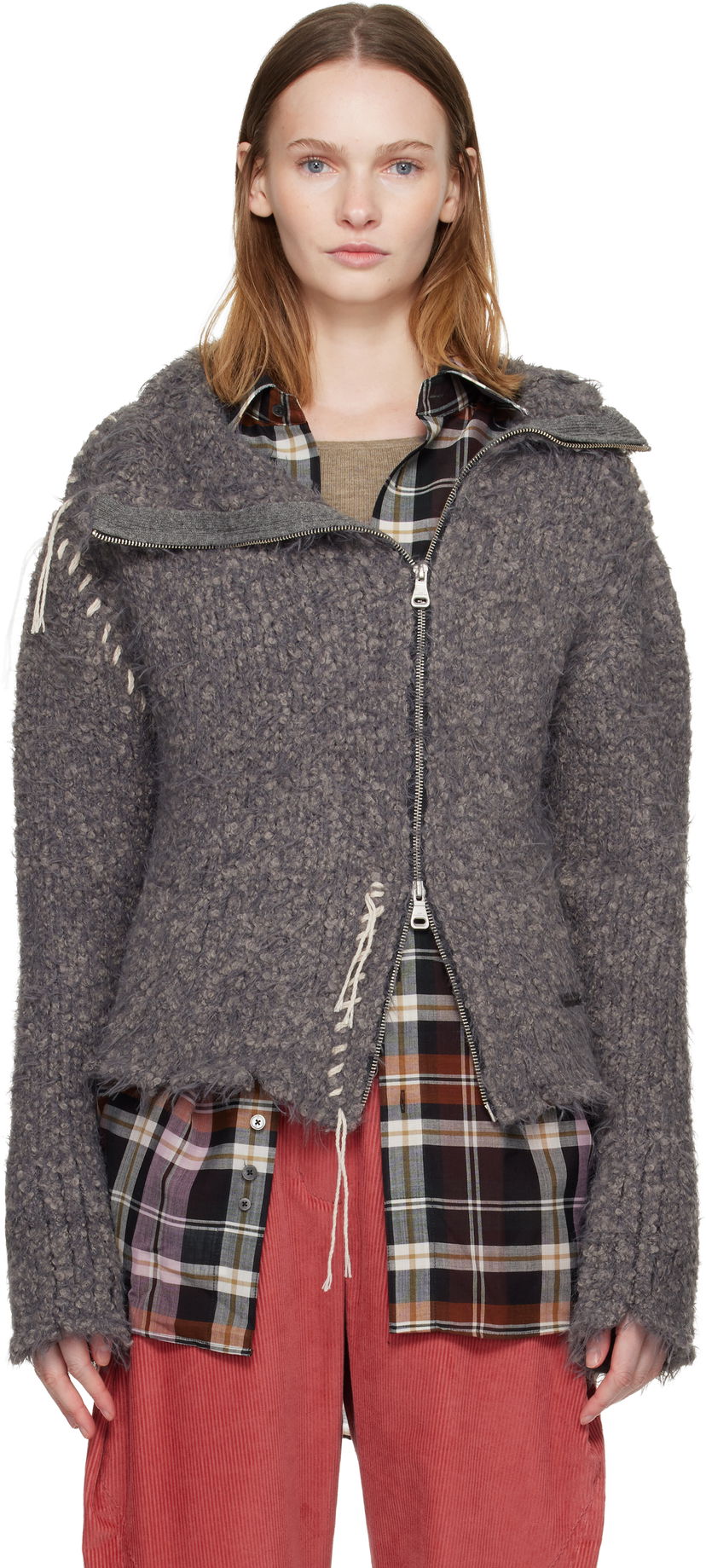 Jakna Andersson Bell Harlow Damaged Knit Jacket Siva | atb1388w