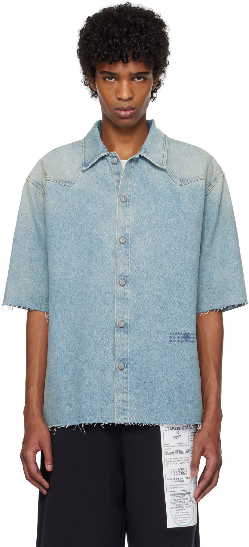 Košulja Maison Margiela MM6 Maison Margiela Short Sleeve Denim Shirt Plava | SH0DR0006 M30019