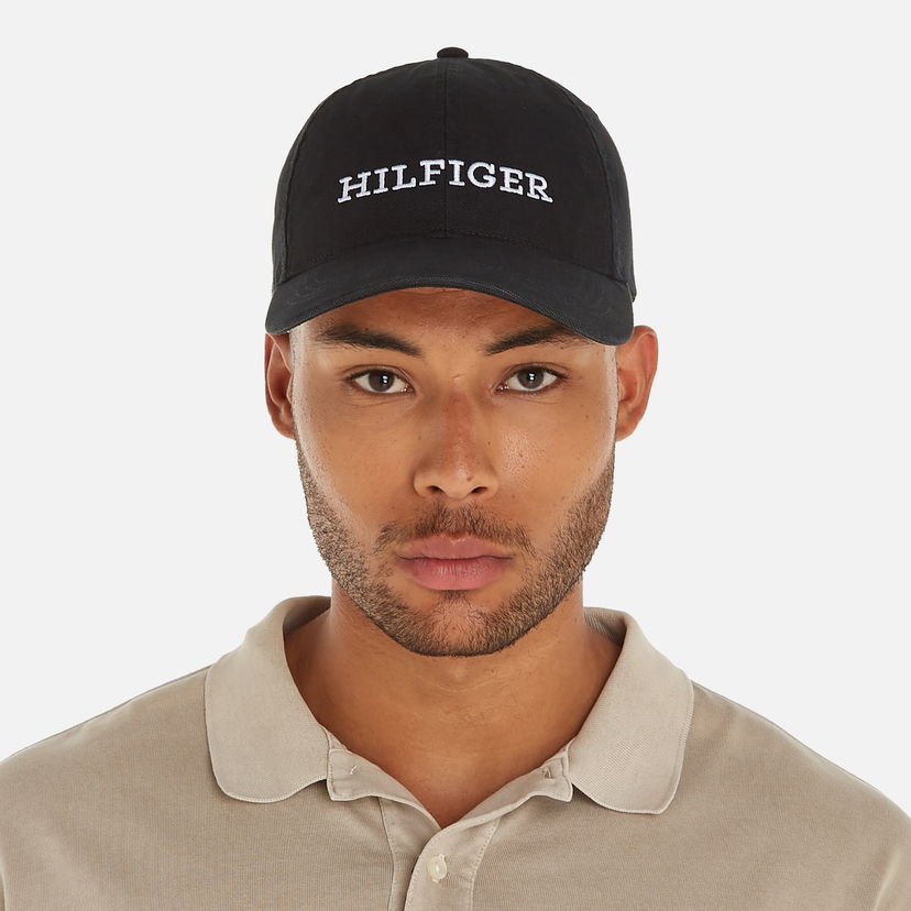 Kapa Tommy Hilfiger Monotype Cotton-Piqué Cap Crna | AM0AM12154BDS