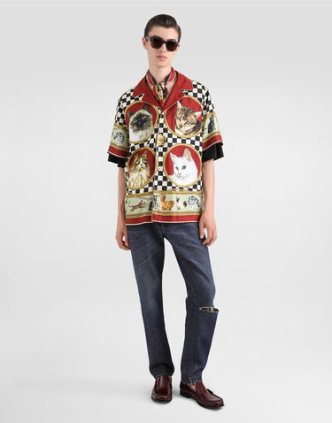 Košulja Dolce & Gabbana Dolce & Gabbana Cat Print Silk Shirt Višebojno | G5LH3THI1VVHH5ID, 1