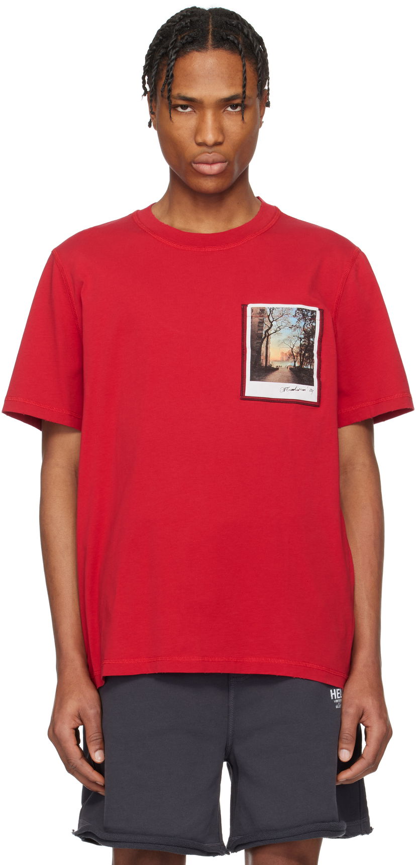 Majica kratkih rukava Helmut Lang Helmut Lang River Postcard T-Shirt Crvena | O10HM517