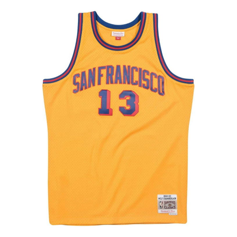 Dres Mitchell & Ness San Francisco NBA Chamberlain Basketball Jersey Žuta | SMJYAC18103-SFWLTGD62WCM